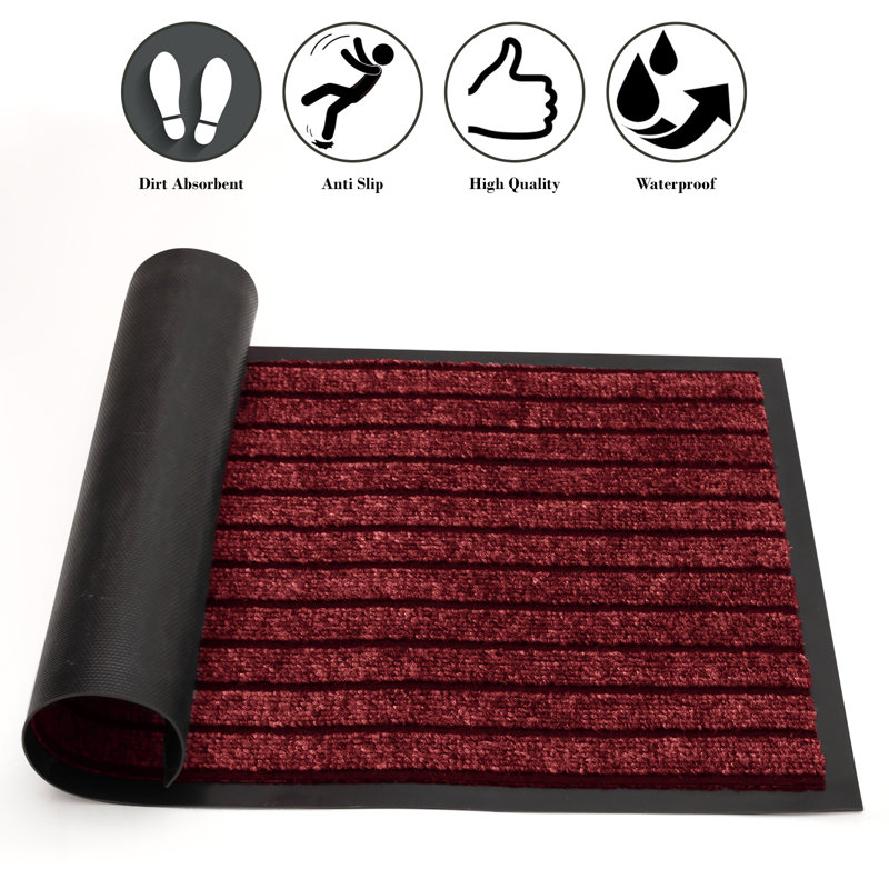 Non-Slip Indoor Doormat, 80cm W x 150cm L, Burgundy