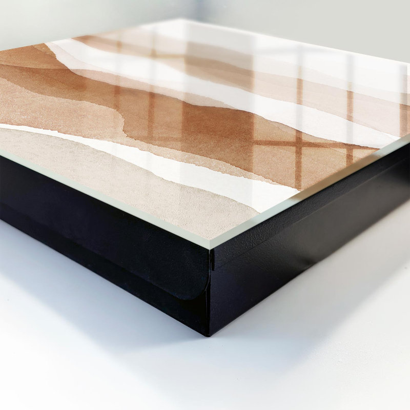 Key cabinet for wall, Opens to the left, 30x30x5, Black, Pastel earth waves in warm tones, 