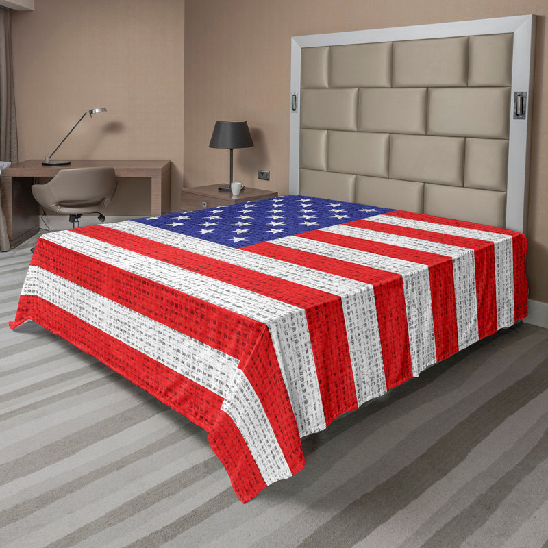Drap-housse rétro Ambesonne, thème de la liberté, blanc, bleu et vermillon, Très grand californien