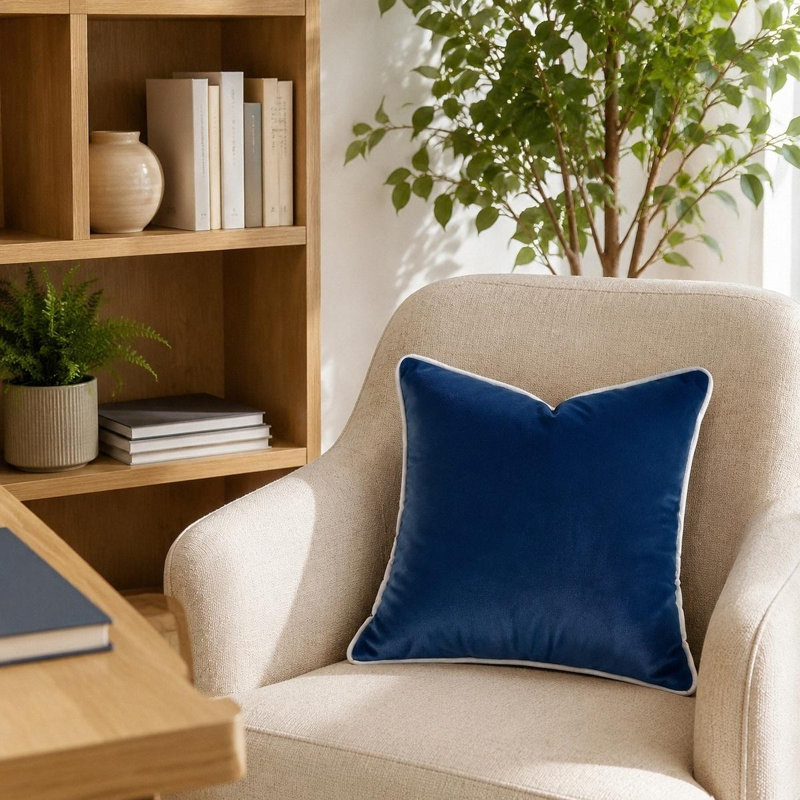 Housse de coussin Minimalist, Bleu / blanc