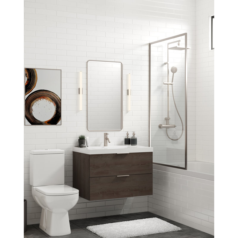 Avila 48" W Wall Mounted Single Bathroom Vanity, Polished Nickel, Gloss White/8" Widespread, Nocino