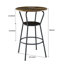 Ensemble de table de bar ronde et tabouret avec tablette, tabouret rembourré avec dossier