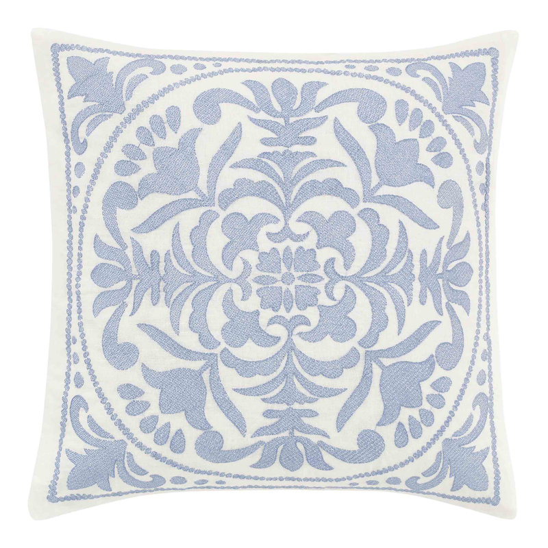 Laura Ashley Mila Blue Cotton Throw Pillow