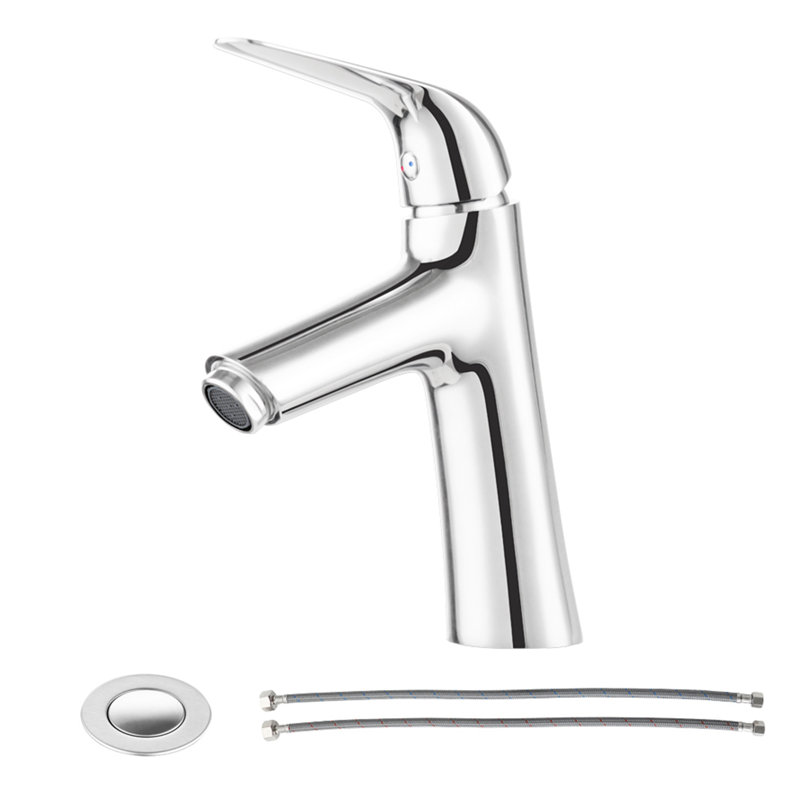 Single-Hole Single-handle Bathroom Faucet with Drain Assembly, Polished Chrome