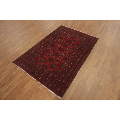 Tribal Red Oriental Afghan Rug 3x5