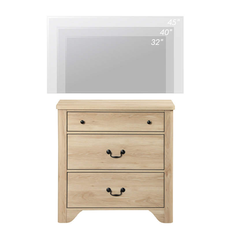 Haikey TV Stand For Tvs, Wood Entertainment Center With 3 Drawers, TV Console With Large Storage For Living Room, Oak
