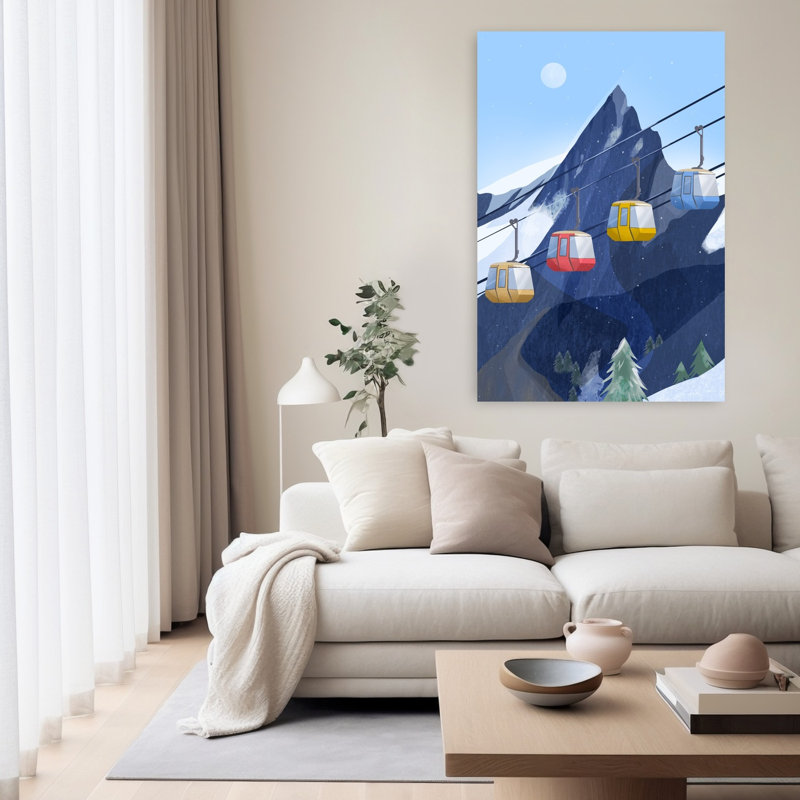 Art contemporain contemporain abstrait montagne et hiver, H 60 po x l 40 po