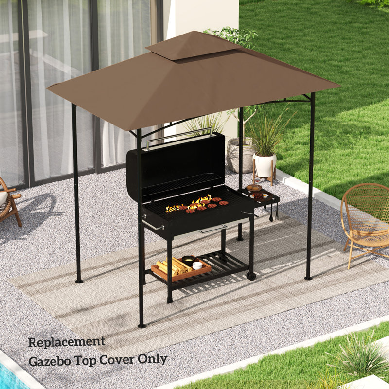 Brown Polyester Double Tiered Grill Gazebo Replacement Canopy Cover