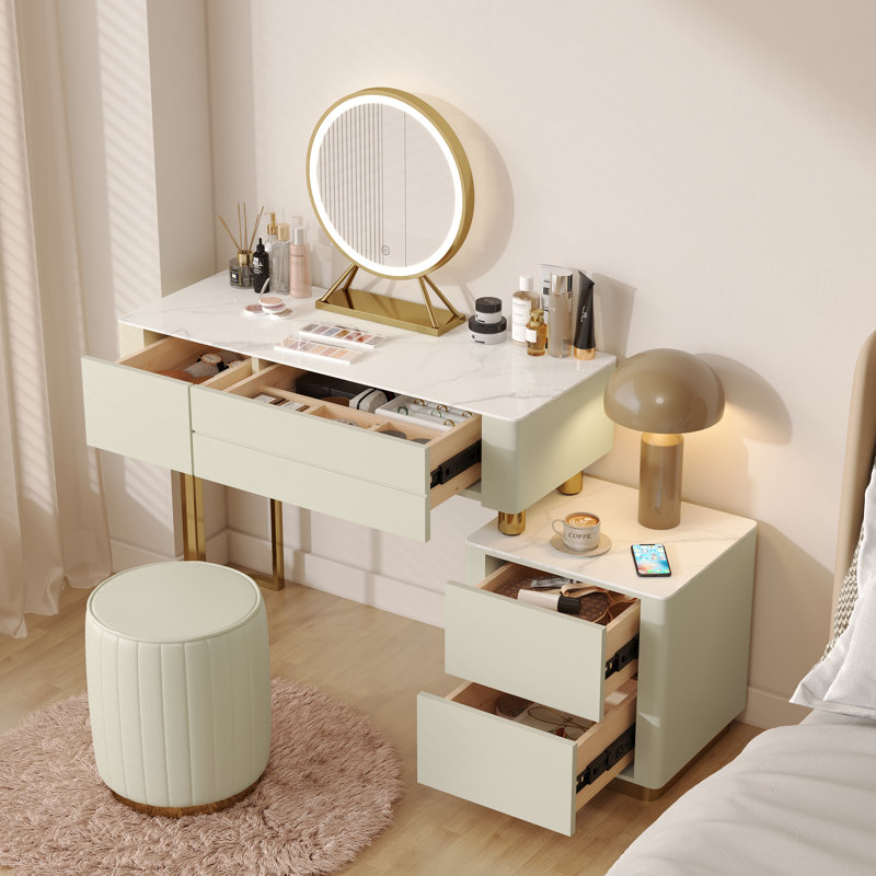 Hokku Designs Edorta Vanity Desk with Mirror & Lights