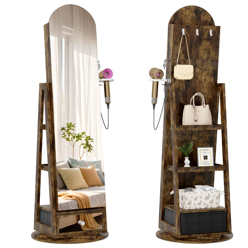 Freestanding Jewelry Armoire, Rustic Brown