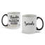 Tasse à café personnalisée avec humour amical et nom personnalisé imprimé sur tasse en porcelaine blanche avec bordure noire et poignée, 11 oz