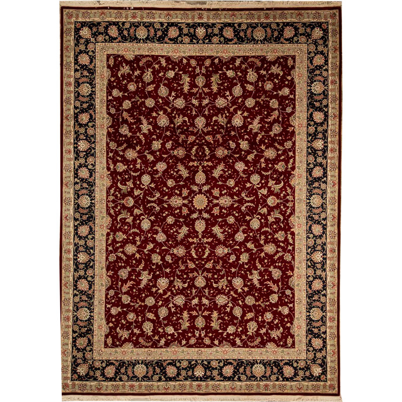 Tapis vin et bleu marine de haute qualité noué à la main