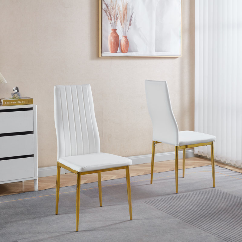 Ensemble de salle à manger 1 + 4,5pièces, pieds de table en métal pour 4-6 personnes avec plateau en verre, Doré