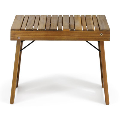 Foldable Wood Side Table - Slat Top For A Contemporary Look, 21.48W X 14.16D 16.24H, Sophisticated Design,