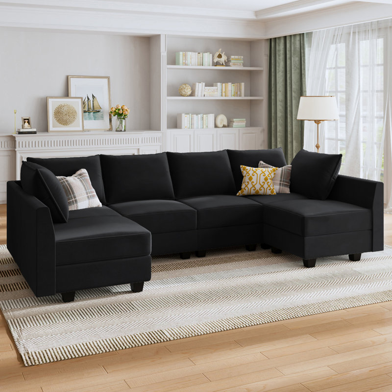 Canapé modulaire Tremee, Velours noir
