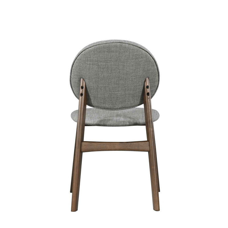 Chaise rembourrée en bois massif, Gris, Noyer
