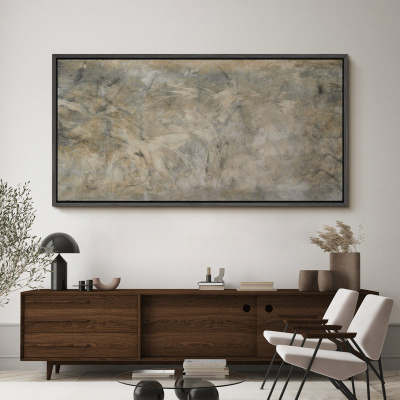 «Rustic Grunge Green Abstract Extra Large», reproduction d'art sur toile encadrée, H 30 po x l 60 po, Noir, noir, noir, noir