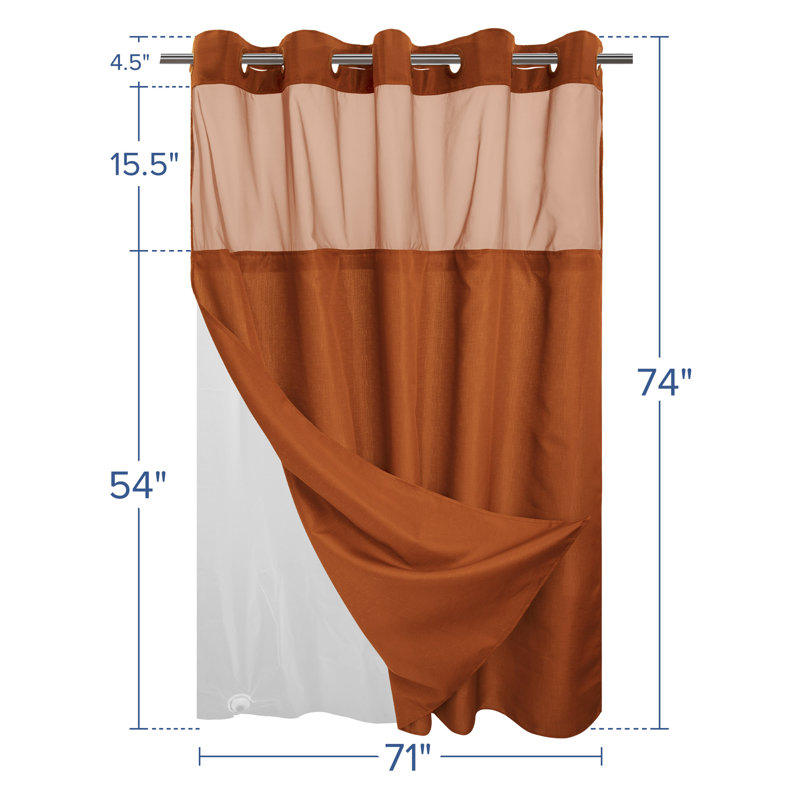 Ensemble de rideau de douche Bartek, H 74 po x l 71 po, Terracotta