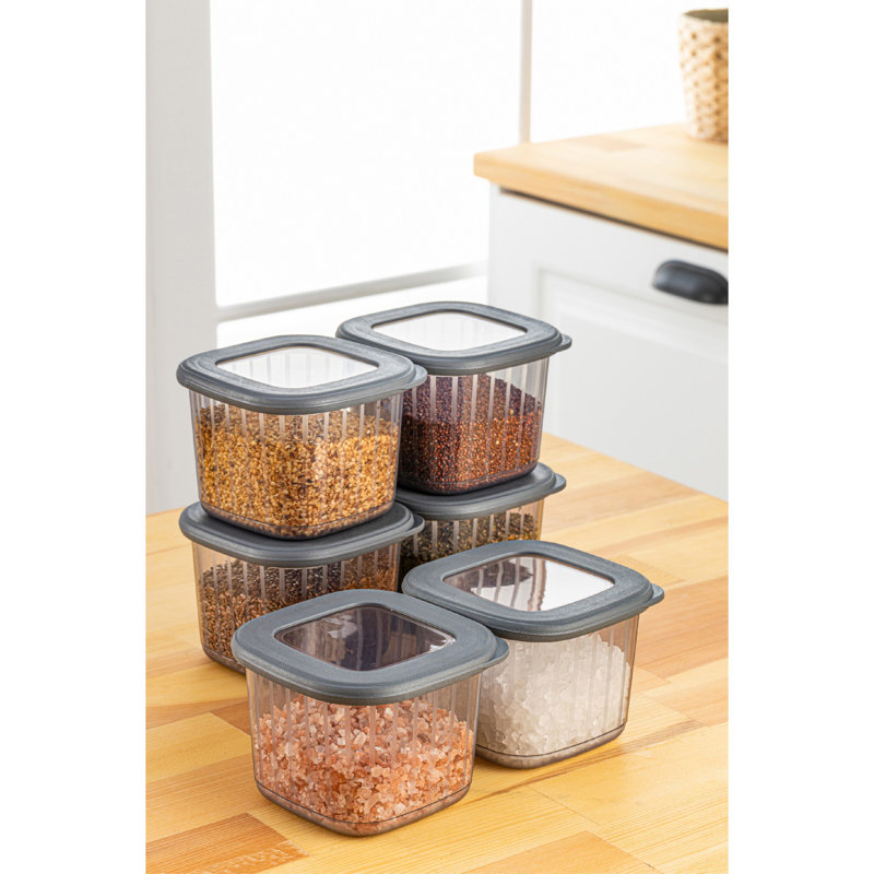 Durable Plastic Storage Box Set (6 Pieces), Anthracite Color, 3.9 x 3.9 x 3.7 inches | 100% BPA Free, Dishwasher-Safe | Ideal for Organizing Home, Office & Crafts, Stackable & Space-Saving Design