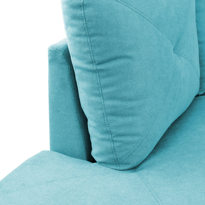 Manol 3 - Piece L- Shaped Upholstered Living Room Sectional Sofa, Right Hand Facing, Aquamarin Polyester Blend