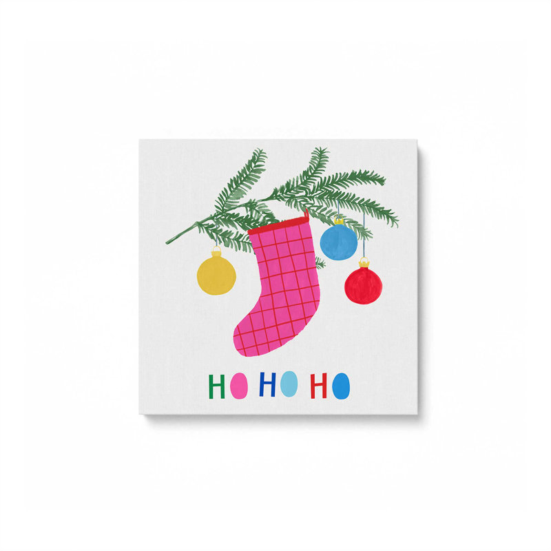 Impression de bas de Noël joyeux II sur rouleau, Toile tendue, H 32 po x l 32 po x P 1,25 po