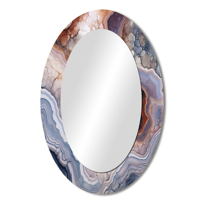 Miroir mural ovale moderne Stone Geode, H 36 po x l 24 po