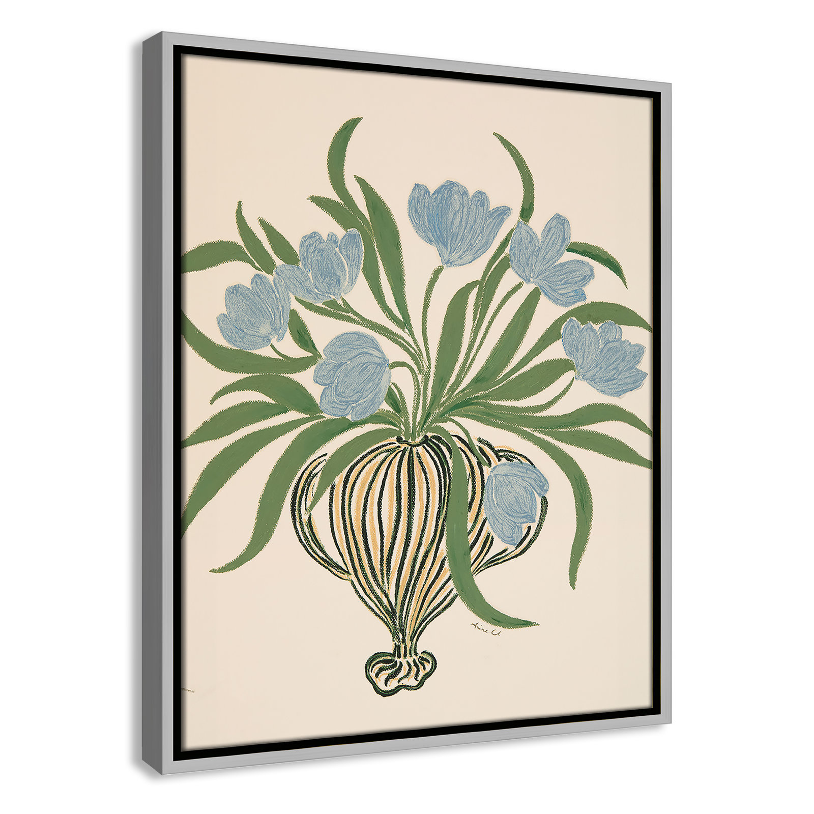 Colette "La Poire Blue Tulips" Print, 21.5" H x 17.5" W, Silver