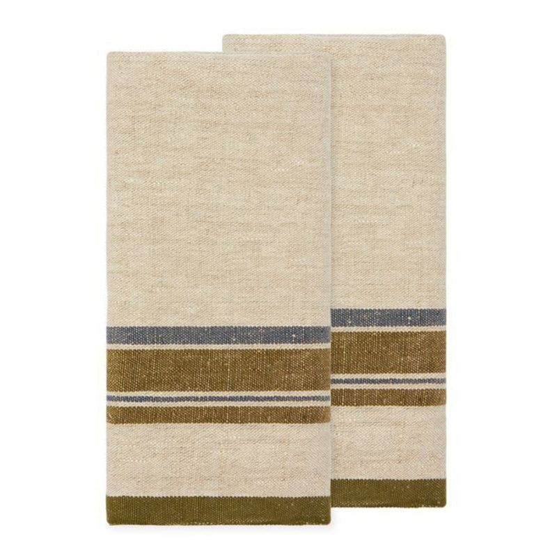 Camron Tea Towels, Natural/Green