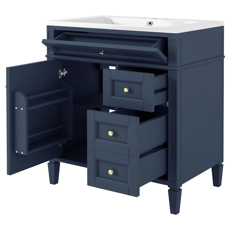 Ensemble de meuble-lavabo simple sans lavabo Stilijana, Bleu