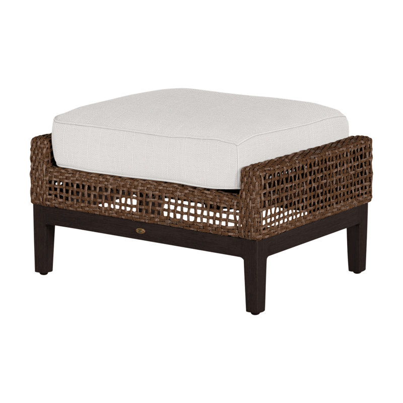 Repose-pieds péninsule tissé - acajou / châtaignier, Welt + bourre standard, Sunbrella® ‑ lin neige, Acajou / châtaignier
