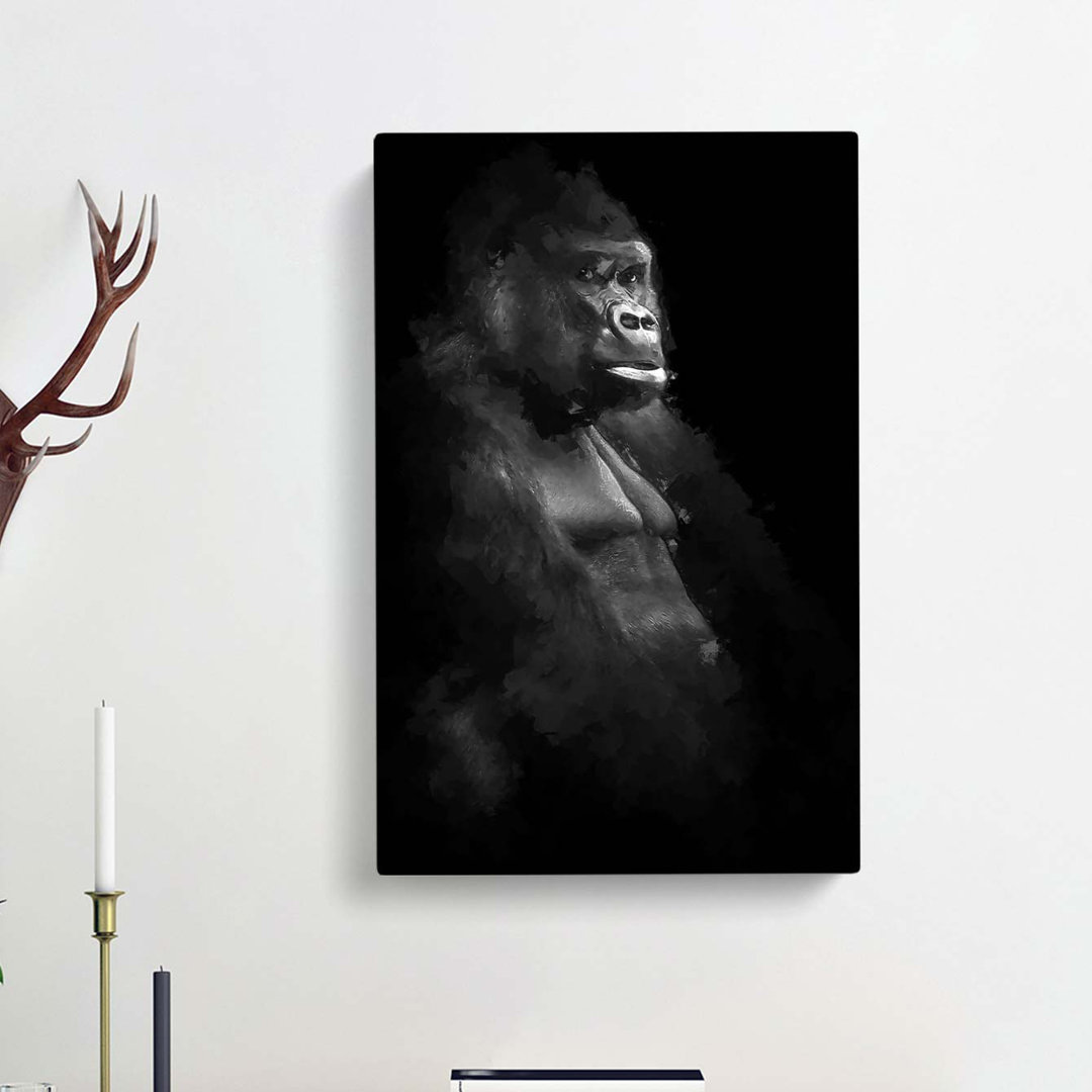 Silverback Gorilla Portrait In Abstract - Wrapped Canvas