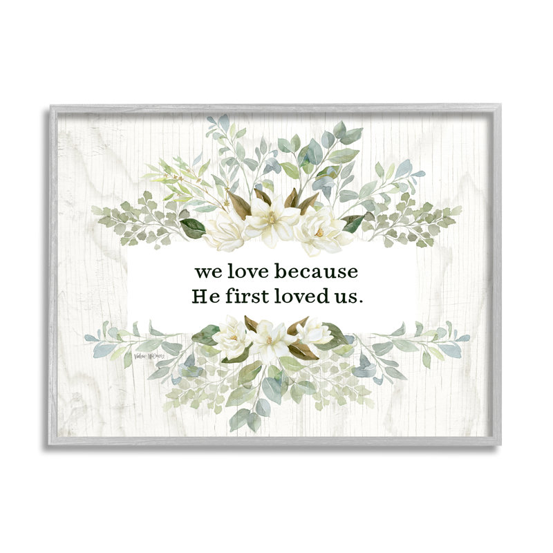 «He First Love Us Sentiment», art mural surdimensionné à fleurs blanches par Valerie Vienne, H 11 po x l 14 po