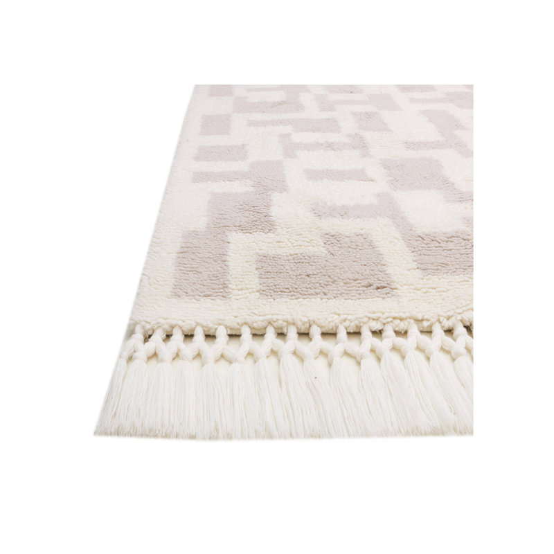 Abstract Area Rug in Cream/Brown, Rectangle 10' x 14'