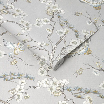 Kabuki Floral Vinyl Wallpaper Roll