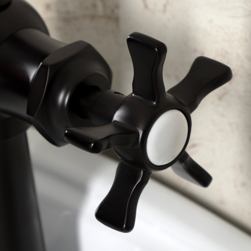 Kingston Brass Fuller Single-Handle 1-Hole Deck Mount Bathroom Faucet with Push Pop-Up and Deck Plate, Oil Rubbed Bronze