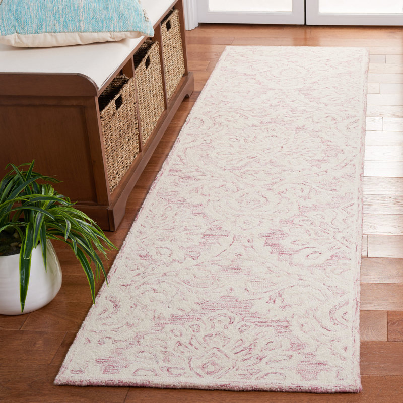 Annig Handmade Pink/Ivory Area Rug, Runner 2'3" x 8'