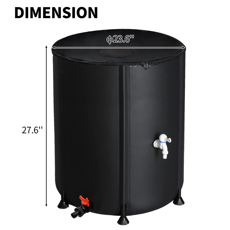 Weather Resistant Plastic Foldable Rain Barrel, 27.6" H x  23.6" W x 23.6" D