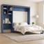 Grand lit escamotable avec bureau intégré et armoire de rangement multicouche-1362810016