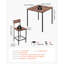 Table de bar, ensemble de tables de bar 5 pièces 35 po, ensemble de tables de bar et de chaises à bords arrondis, table de pub carrée avec quatre tabourets pour le salon, la salle à manger, la cuisine, couleur noyer, noir
