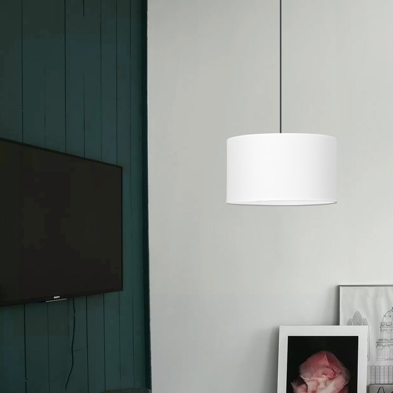 Pascua 1 - Light Black Drum Pendant, White