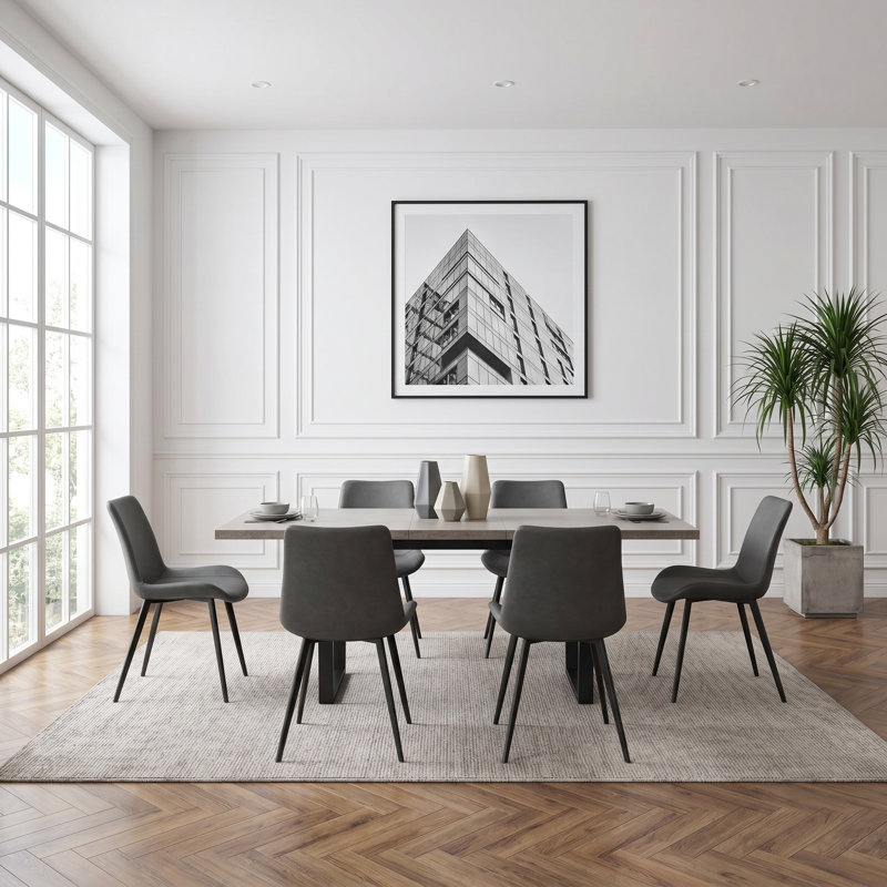 Ensemble de salle à manger Kloc Modern Kitchen, table de salle à manger extensible avec chaises rembourrées, Gris