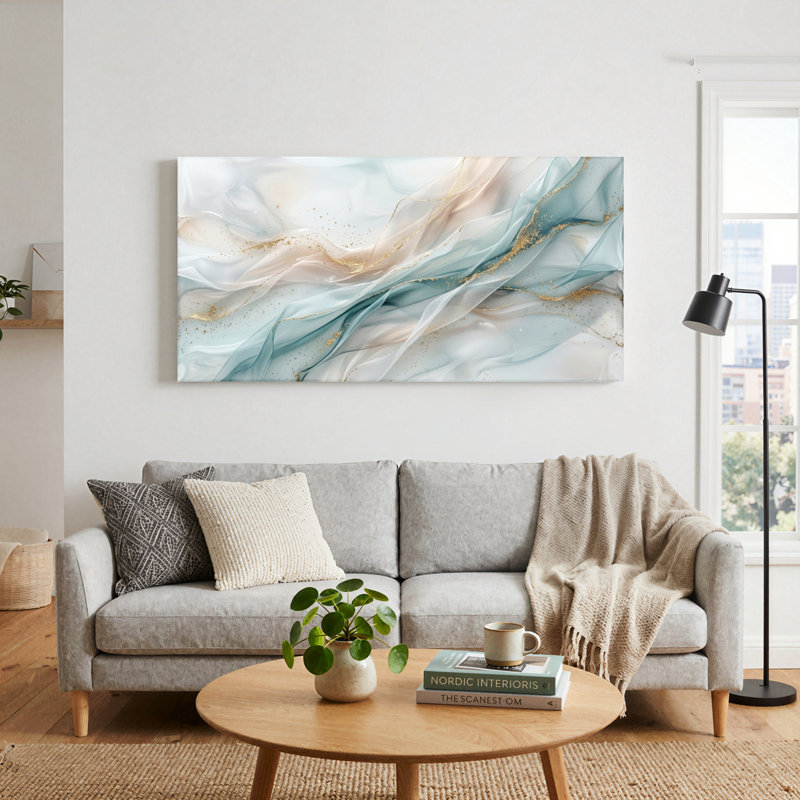 Ensemble de 1 tableau abstrait en toile effet marbre, 32“W x 16”H, Wrapped Canvas