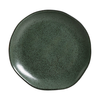 Greenery Dessert Plate 7.68" Organic Ceramic Stoneware - Microwave, Oven, and Dishwasher Safe, by Porto Brasil