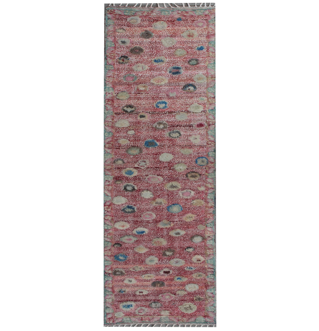 Geometric Hand Knotted 78cm X 365cm Area Rug