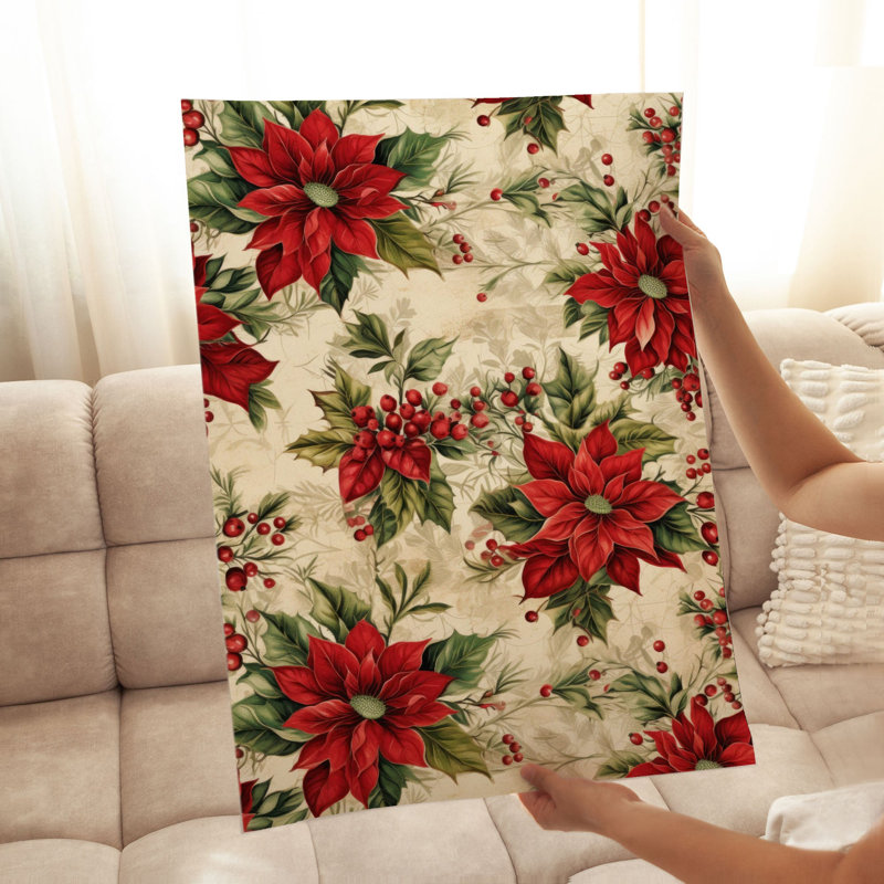 Floral, fleurs de chalet de Noël, reproduction d'art classique sans cadre, H 36 po x l 24 po