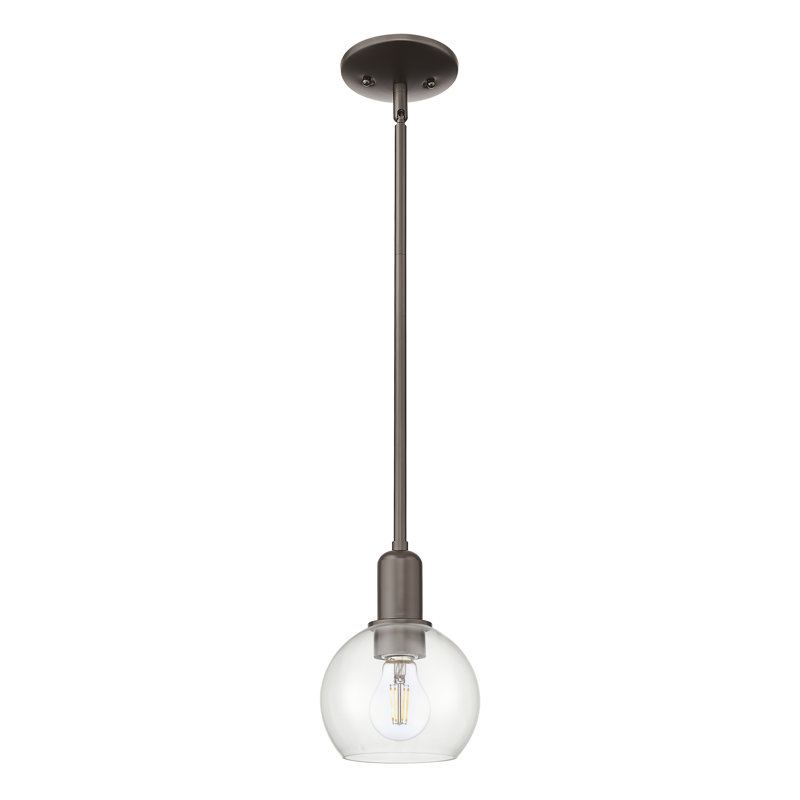 Mini-luminaire suspendu 1 lumière Arcadia - Athens, H 4,88 po x l 5,88 po x P 5,88 po, Clair, Bronze frotté à l'huile