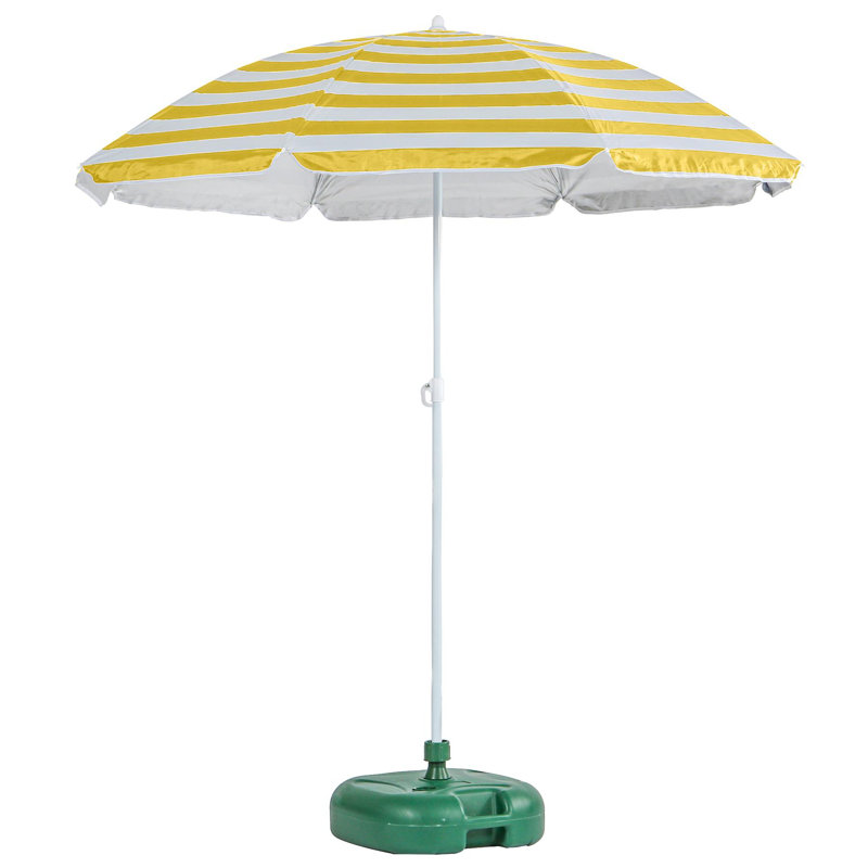 Harbour Housewares - Metal Beach Parasol with Base - 1.8m, Green, Yellow
