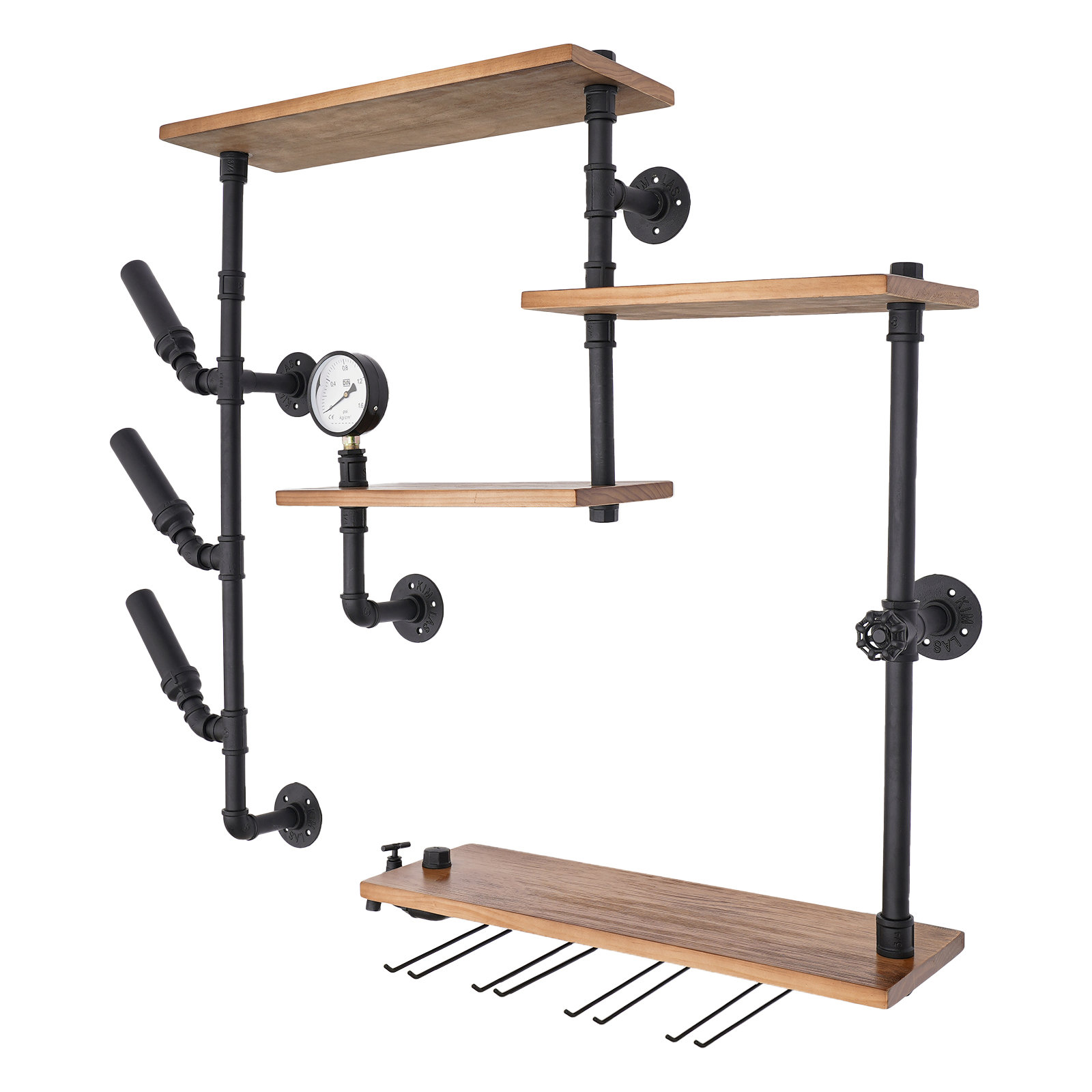 Williston Kaiceon 4Tier Industrial Style Wall Mounted Wine Rack