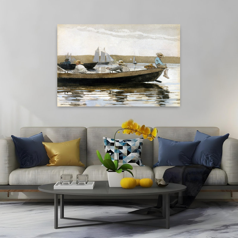 Boys In A Dory Classic Coastal Wall Art Print by Winslow Homer - 1 Piece Wrapped Canvas Wall Art, 101.6cm H x 152.4cm W