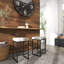 Ursae Leather Cowhide Beige Counter Stool with Black Metal Base
